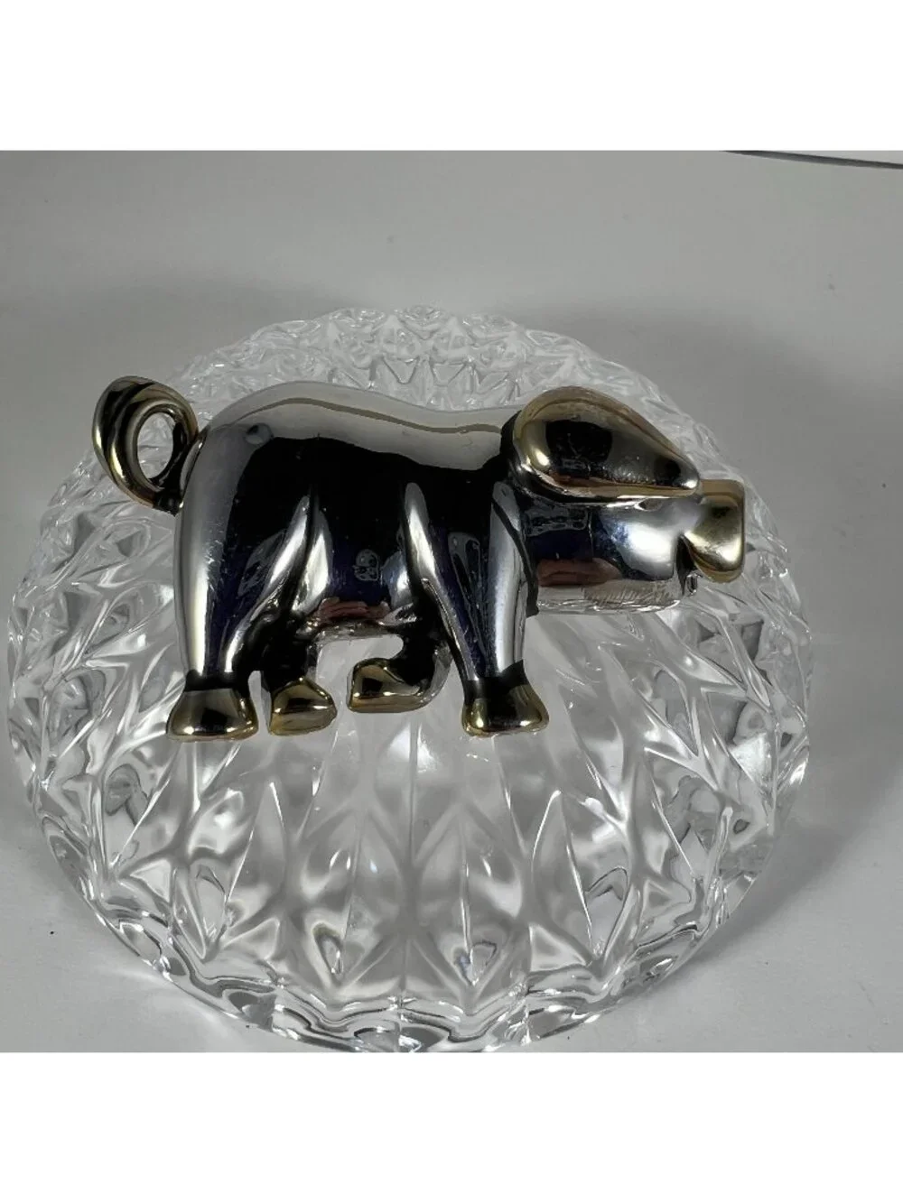 Vintage Silver-Tone & Gold-Tone Pig Brooch With Detailed Design